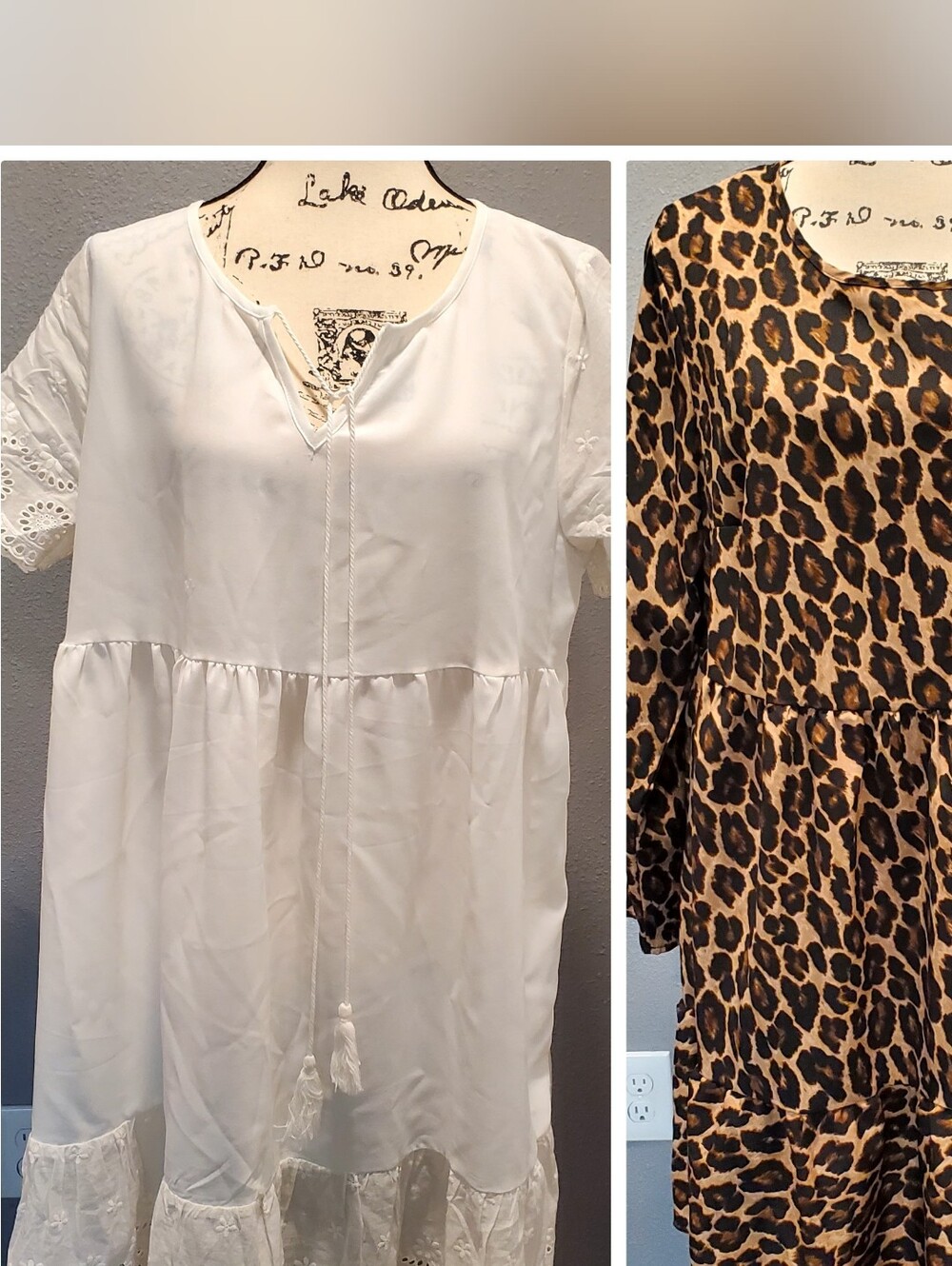 Bundle Of Two Women’s White Boho Lace-Trim Tunic Dress Size XL